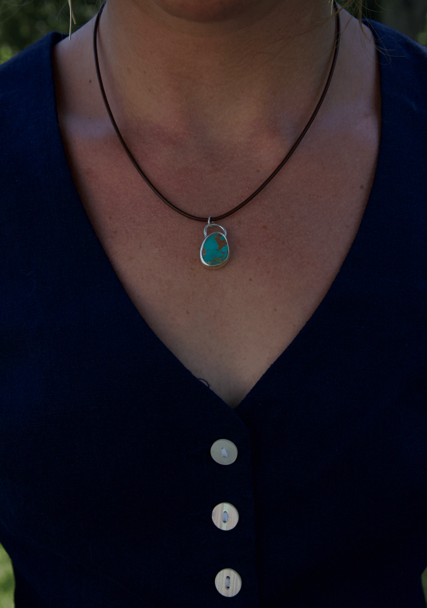 Royston turquoise + leather cord | tesoro silver company
